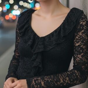 Forever 21 Black Lace Overlay Top